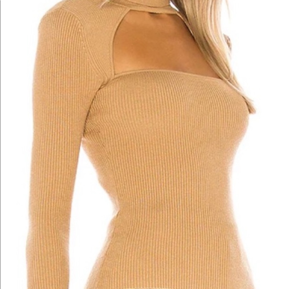 NWT Camila Coelho Roscoe Ribbed Turtleneck Sweater in Tan Size XL - Picture 5 of 7